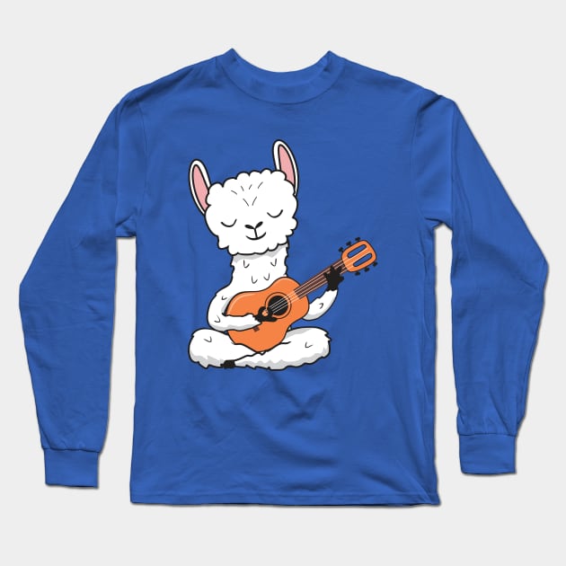 llama playing guitar Long Sleeve T-Shirt by Mako Design 